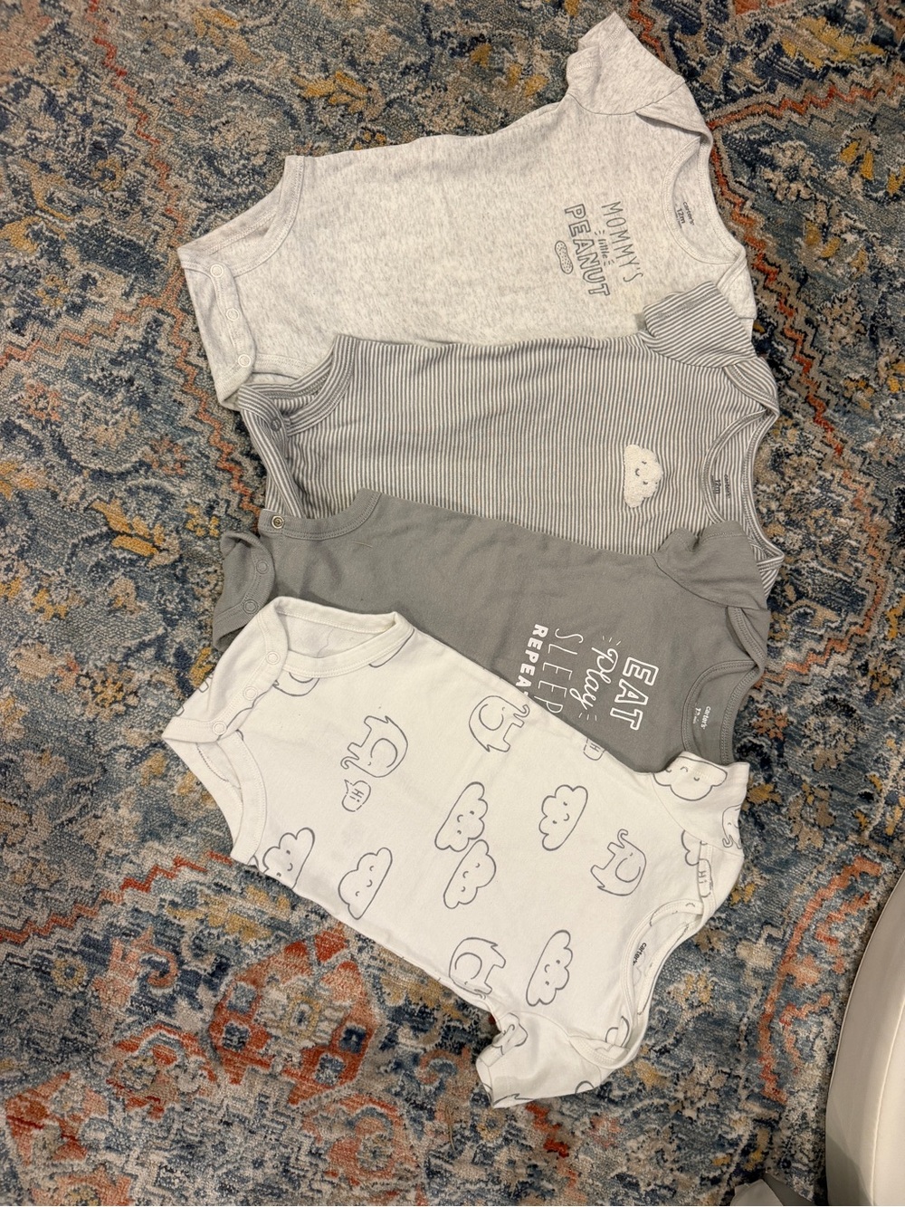 Carter's Gray & White Baby One-Piece Bodysuit Set 12month